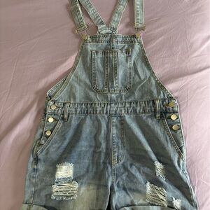 SHEIN Light Blue Denim Overalls
